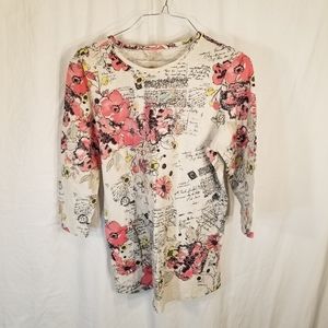 3/4 Sleeve Tee Size Medium By Christopher & Banks